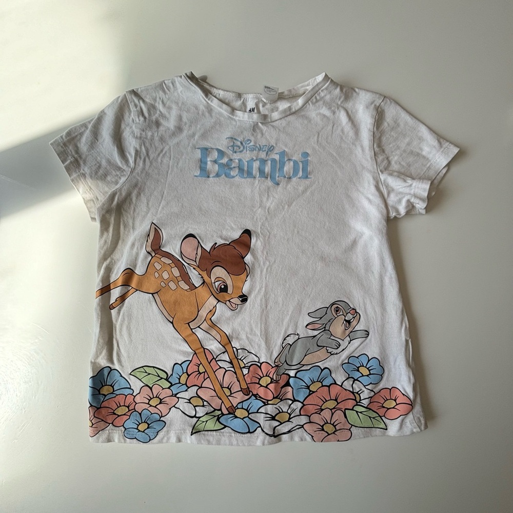 *Worn* Disney Bambi Kids White T-Shirt